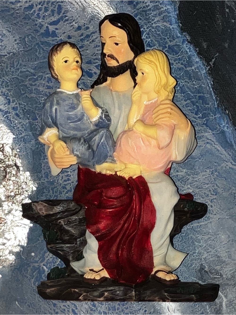 Beautiful Religious Figurine Table Art - Multi-Color Jesus with Children